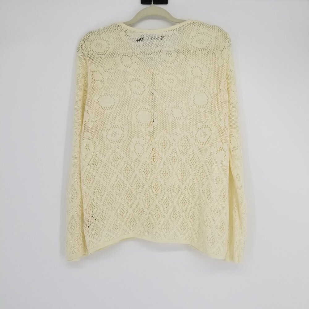 Gudrun Sjoden Wispy Pointelle Ivory Cardigan L - Summer, Boho, Cottage, Vintage - Picture 3 of 4